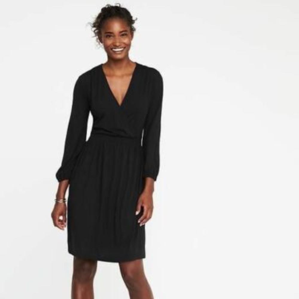 Old Navy Faux Wrap V-Neck Black Dress Size XS S M